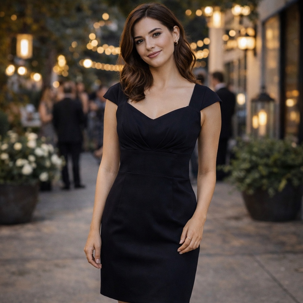 WHITE HOUSE BLACK MARKET Knee-length Black Dress